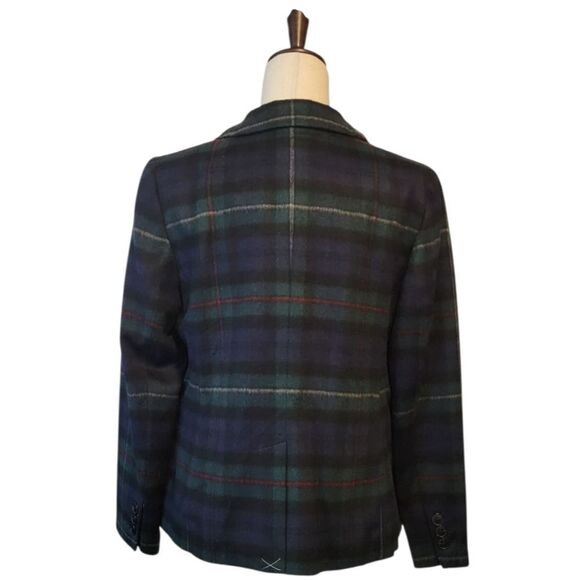 Talbots Classic Brushed Wool Plaid Double-Breasted  Blazer Size 12 P - Picture 4 of 7